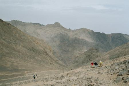 the long screes on the acsent of jebel toubkal